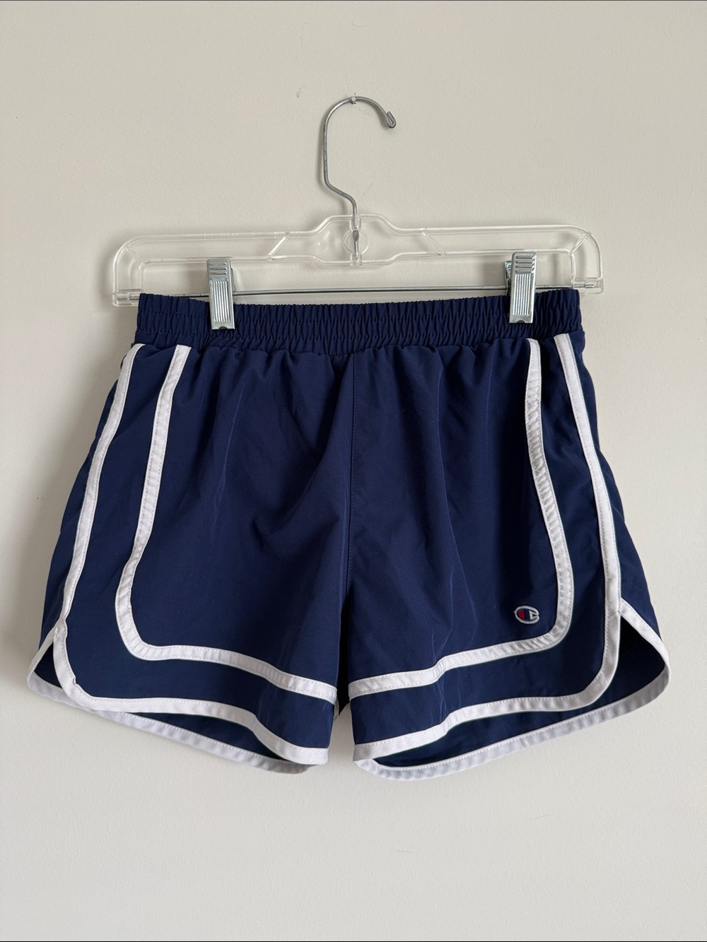 Champion Girl's Large 14/16 Retro Running Athletic Gym Shorts Navy